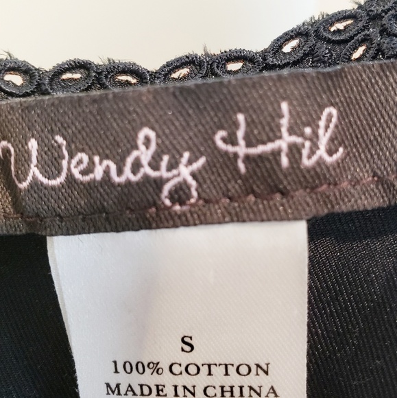Wendy Hil Black 100% Cotton Lace Trim Tank Top - Picture 4 of 6